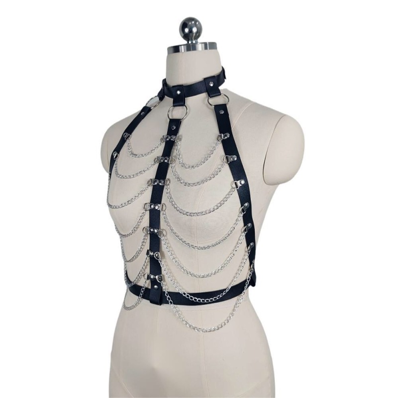 MF260-Women's Sexy Clothing Accessories Leather Adjustable Belt Waist Chain Hollow Punk Clothing