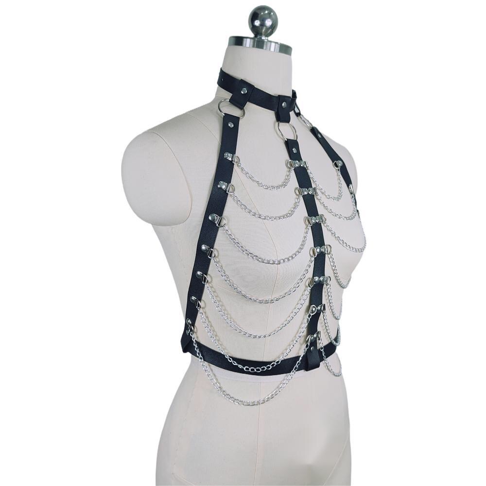MF260-Women's Sexy Clothing Accessories Leather Adjustable Belt Waist Chain Hollow Punk Clothing
