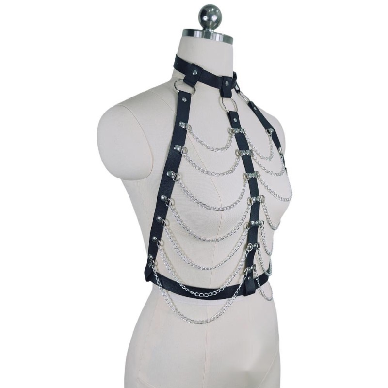 MF260-Women's Sexy Clothing Accessories Leather Adjustable Belt Waist Chain Hollow Punk Clothing