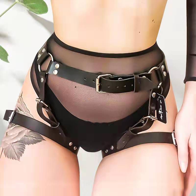 MF130-Women's leather sexy corset adjustable black sm