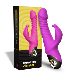 X12-Telescopic swinging rabbit head female masturbation device with magnetic rechargeable vibrator