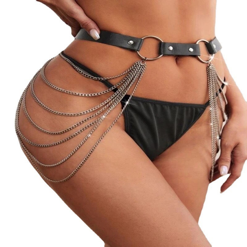 MF043-Fashionable sexy chain jewelry belt leather restraints for women versatile adult sm punk accessories