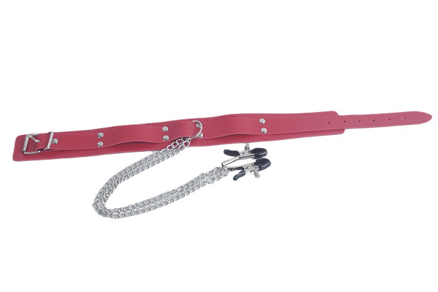 XQ004-Women's fun collar products leather sex products props breast clip chain sm