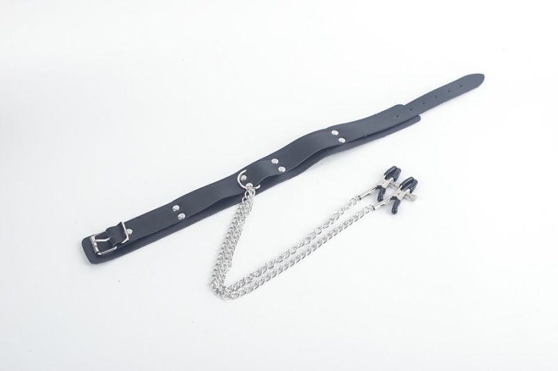 XQ004-Women's fun collar products leather sex products props breast clip chain sm