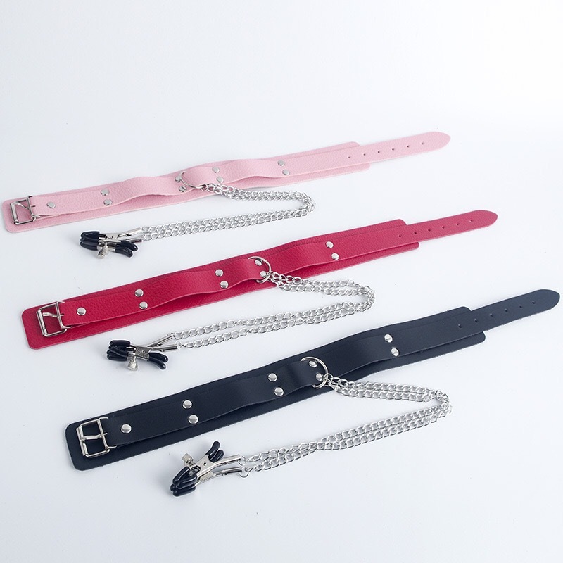 XQ004-Women's fun collar products leather sex products props breast clip chain sm