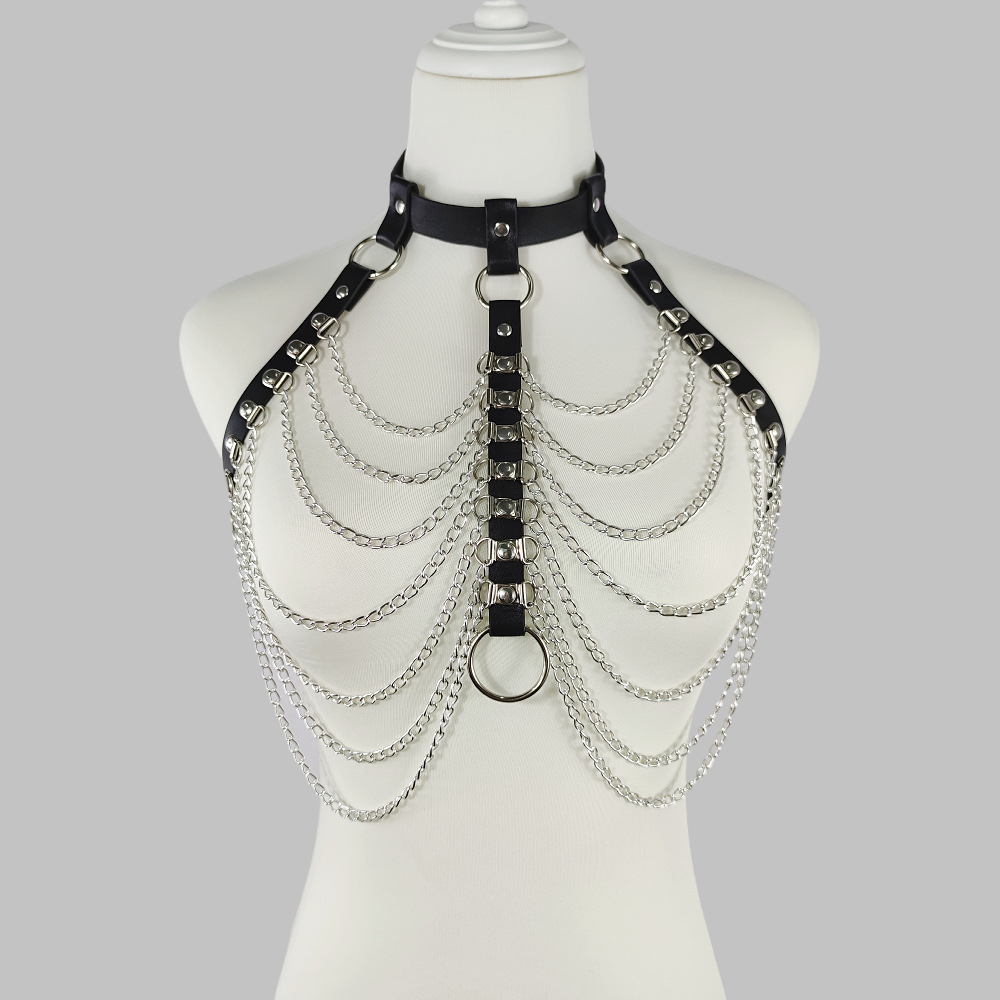 MF195--New fashion chain accessory top leather bondage