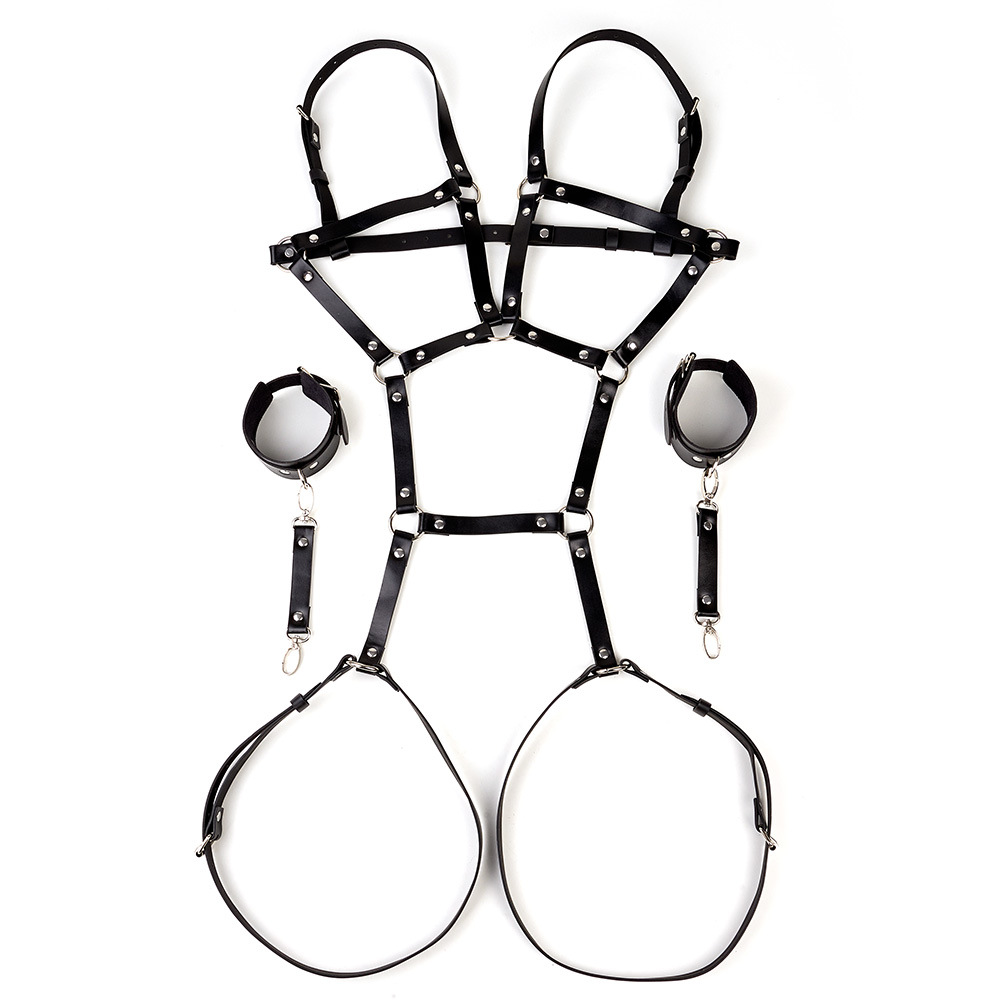 MF067--Women's sex bondage clothing Leather sexy sex accessories props handcuffs toy