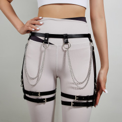 MF238--Ladies Shackle Sex shackle Belt Personality chain leather gaiters