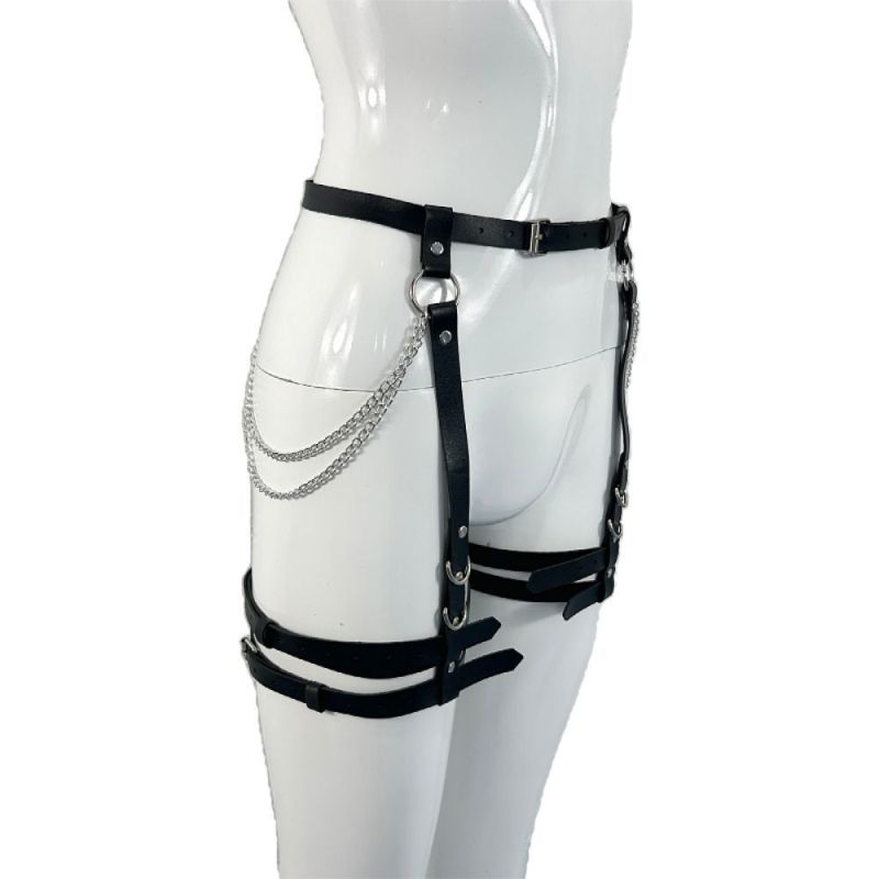 MF238--Ladies Shackle Sex shackle Belt Personality chain leather gaiters