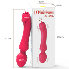 MY-2319--New rechargeable silicone double-head vibrating AV bar adult sex toy tongue lick massager