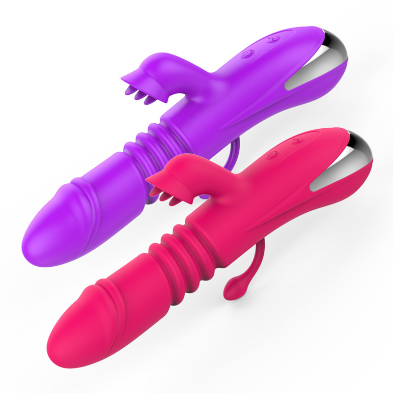 MY-2206--New silicone rechargeable heating expansion stick female masturbation tongue lick vibrator