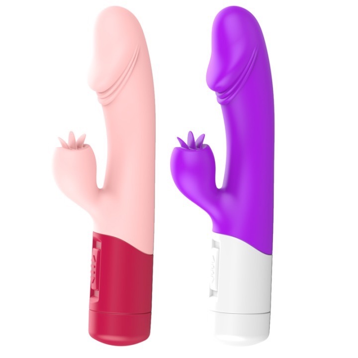 MY-2102--Silicone vibrator three-frequency vibrating tongue licking female masturbator battery