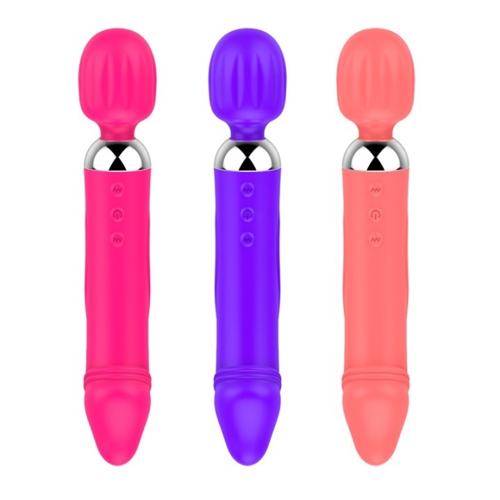 MY-2079--Double head vibrating AV stick female masturbation device silicone massage stick