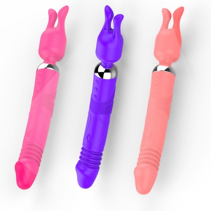 MY-2078--New silicone 12 frequency telescopic vibrator for female masturbation