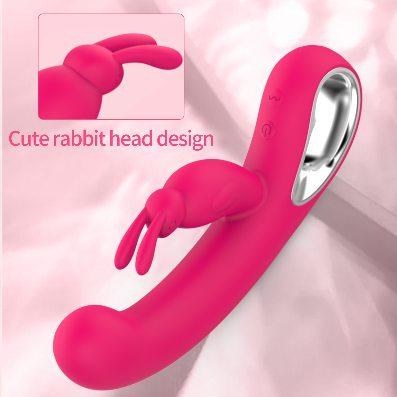 MY-2103--Silicone rabbit vibrator female masturbation double head vibration