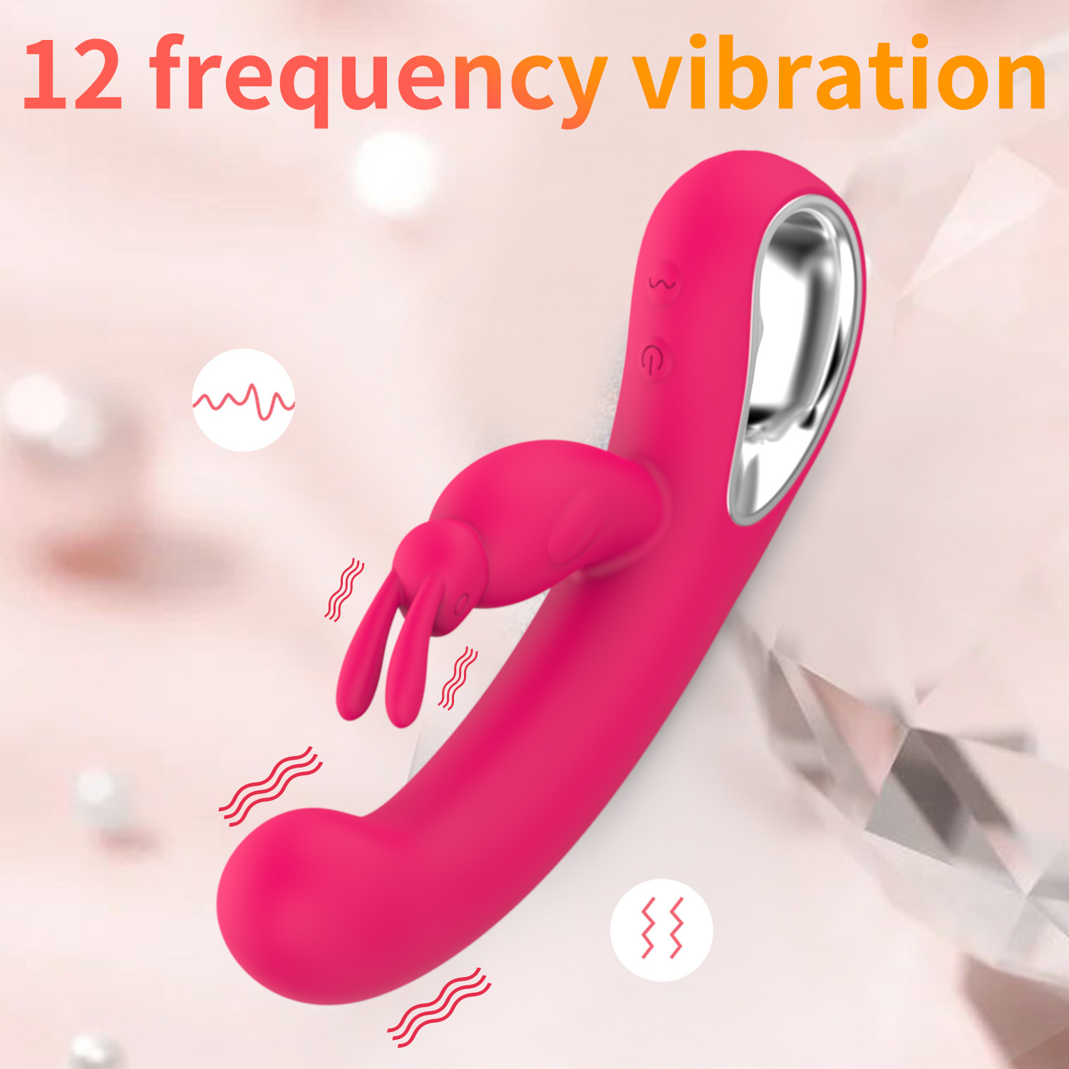 MY-2103--Silicone rabbit vibrator female masturbation double head vibration