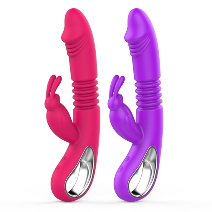 MY-2201--Silicone retractable heating stick rabbit vibrator female masturbator