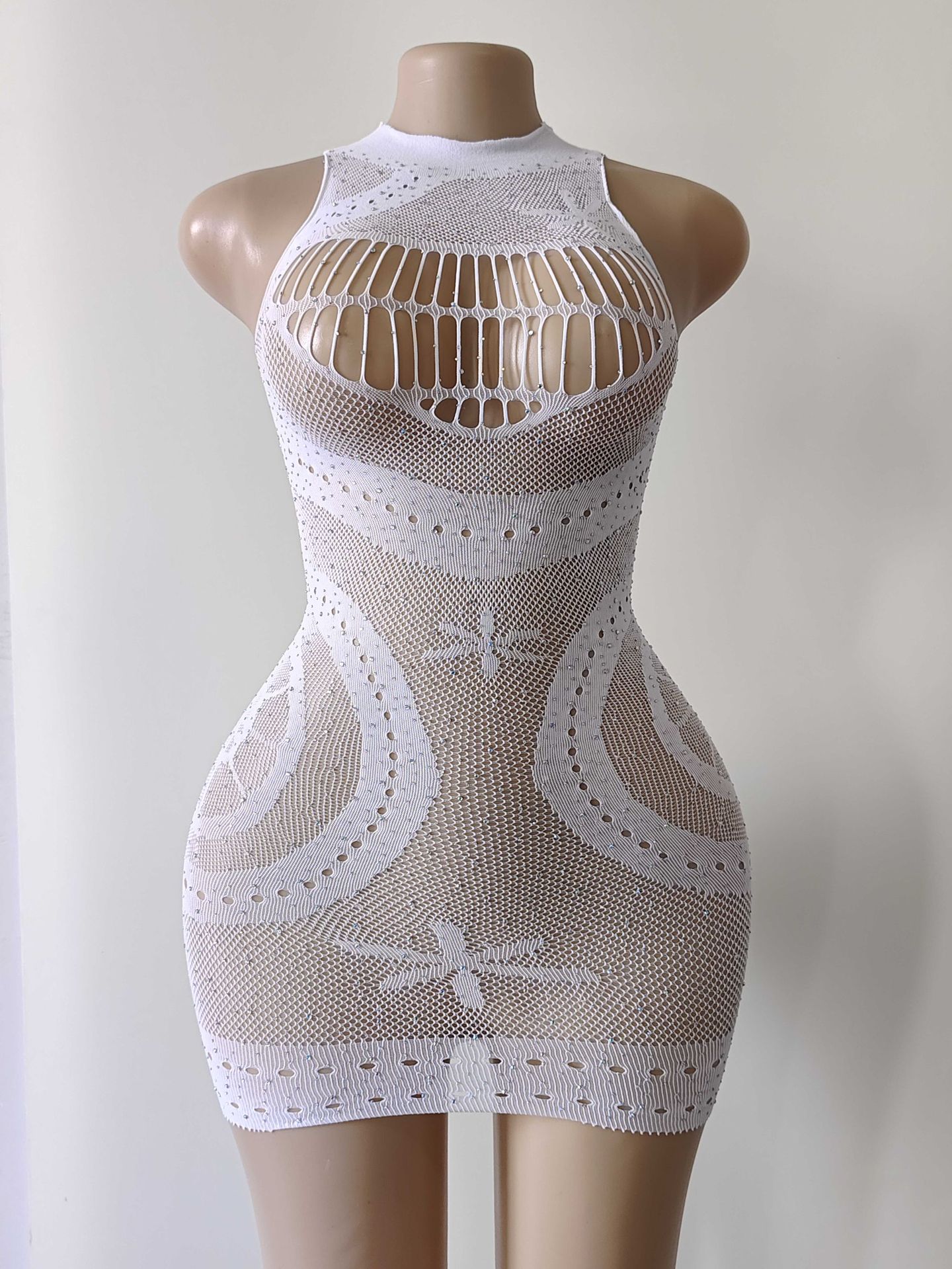 TZ73--Women's hot diamond sparkly sexy underwear high neck net