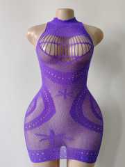 TZ73--Women's hot diamond sparkly sexy underwear high neck net