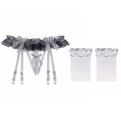 2083--Pearl open sexy garter stockings mesh stockings