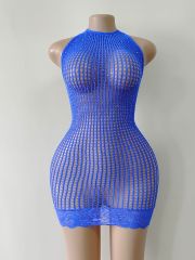 TZ103--New neck strap sexy hot drill one-piece mesh dress bag hip skirt