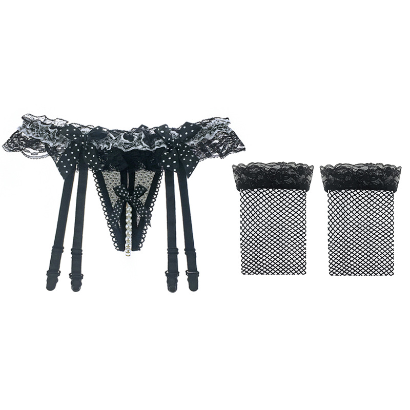 2083--Pearl open sexy garter stockings mesh stockings