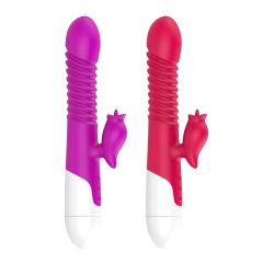 MY-2053--New silicone massage stick female masturbation device tongue licking retractable heating vibrator