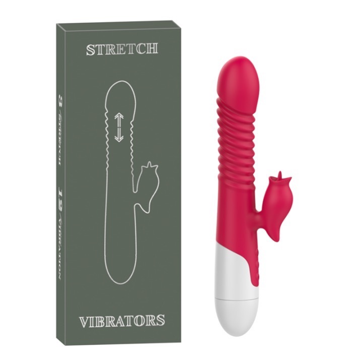 MY-2053--New silicone massage stick female masturbation device tongue licking retractable heating vibrator