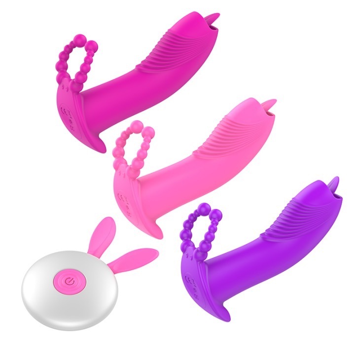 MY-2044--Cute rabbit invisible wear jumping egg wireless remote control tongue licking vibrator
