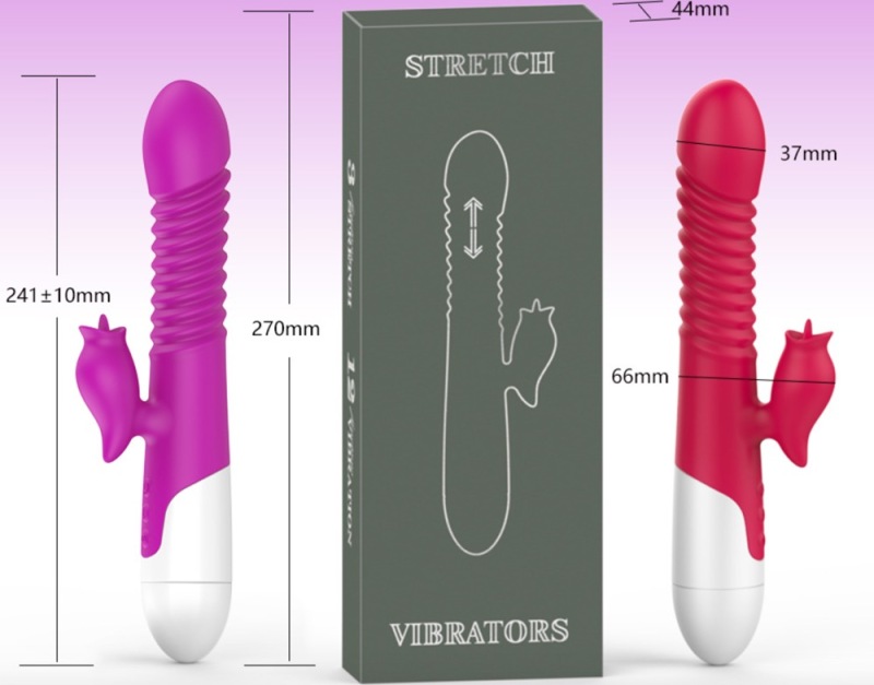 MY-2053--New silicone massage stick female masturbation device tongue licking retractable heating vibrator