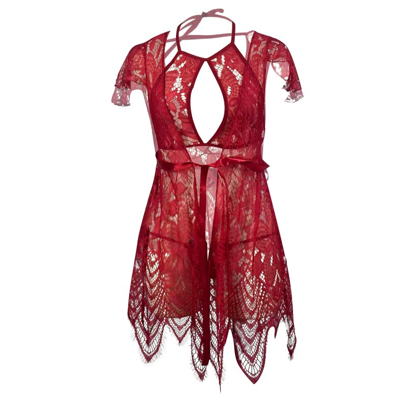 W5850--Sexy lingerie sexy women's lace see-through nightgown sexy suit