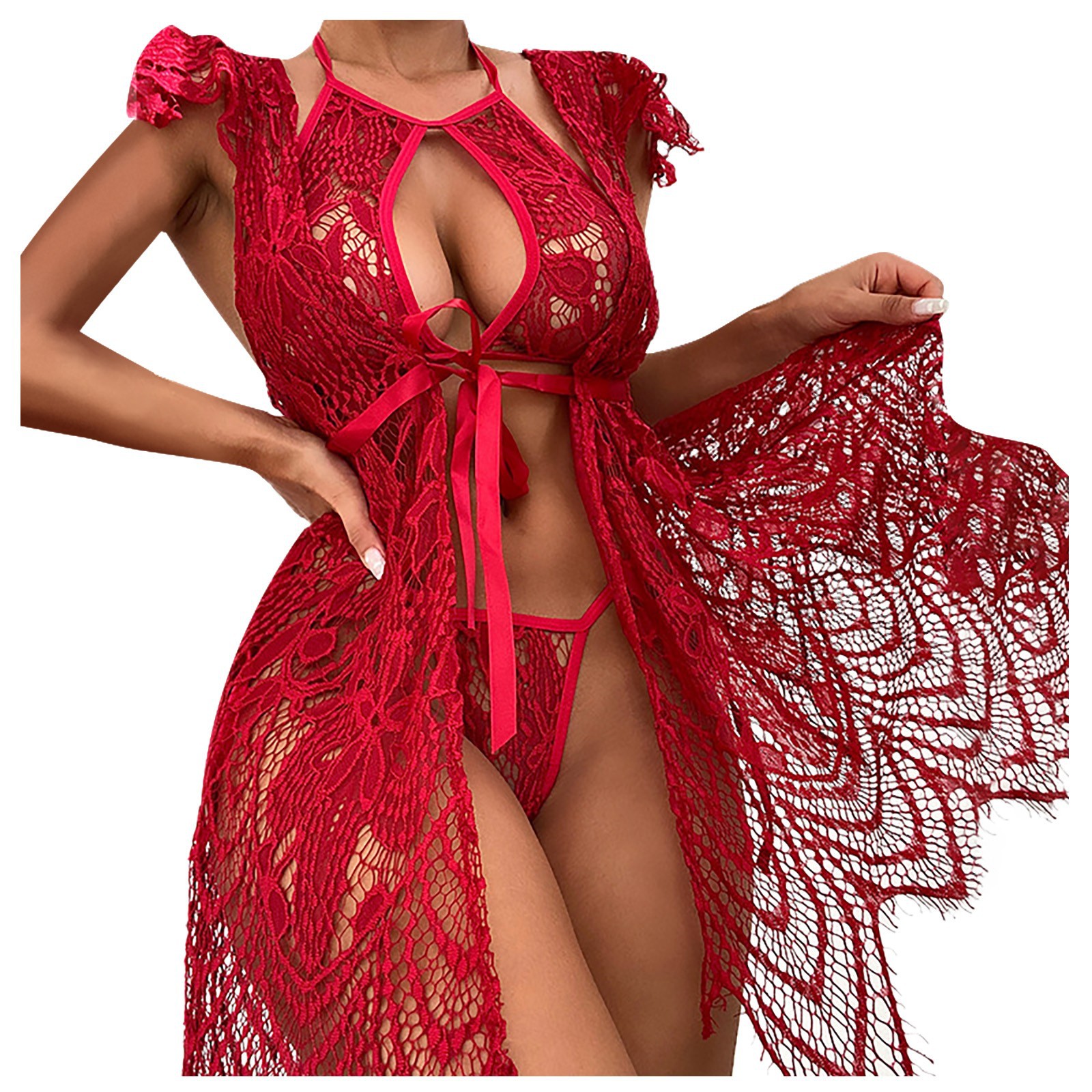 W5850--Sexy lingerie sexy women's lace see-through nightgown sexy suit