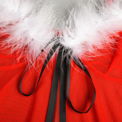 SD0010-European and American new Christmas clothes INS cute fur ball Christmas carnival New Year skirt set with thong