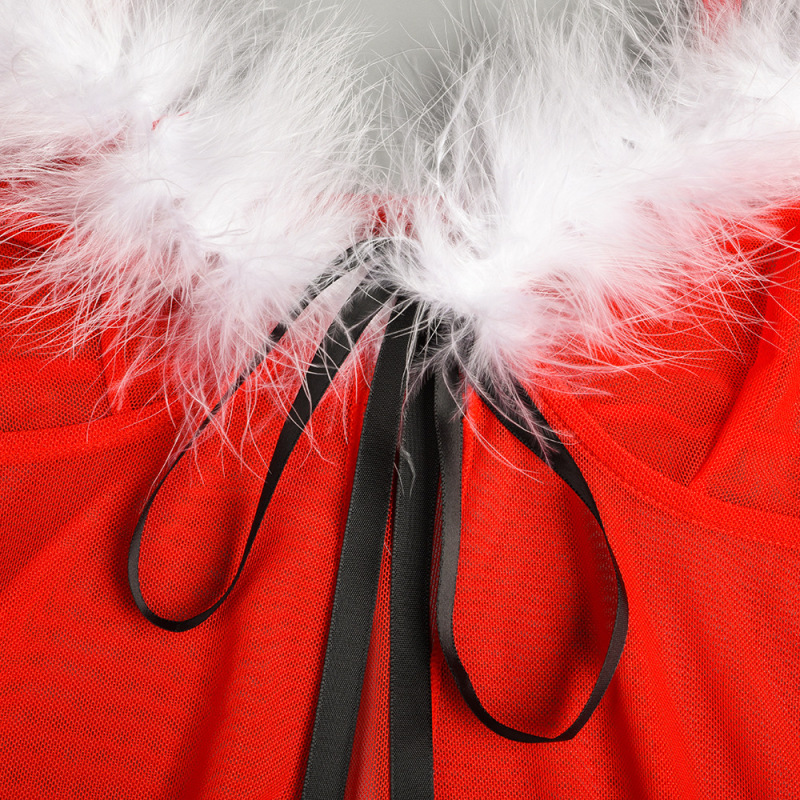 SD0010-European and American new Christmas clothes INS cute fur ball Christmas carnival New Year skirt set with thong