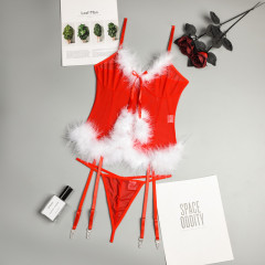 SD0007-Christmas sexy women's clothing INS hot European and American style sexy fur stitching girl nightclub PARTY garter set