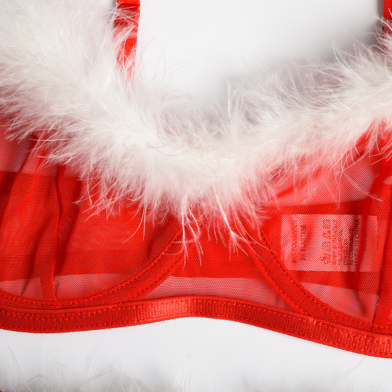 SD0002-INS Christmas and New Year sexy lingerie set, plush mesh splicing carnival party ladies sexy wear