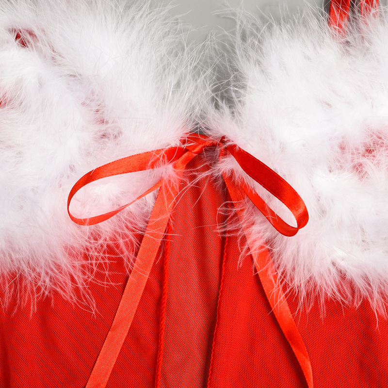 SD0008--Popular Christmas girl suit, sexy cardigan and furry patchwork thong