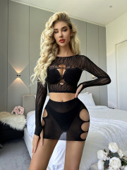 K252--Hollow Sexy Lingerie Women's Hip Cover Skirt Net Clothes