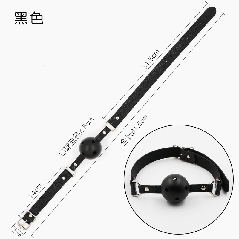 SS2002--SM oral ball leather silicone oral plug couple's fun alternative sex toy