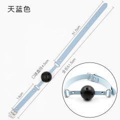 SS2002--SM oral ball leather silicone oral plug couple's fun alternative sex toy