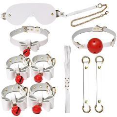 SS2044--SM bell bow eight-piece set alternative bondage collar traction hand and leg cuffs couple sex toys