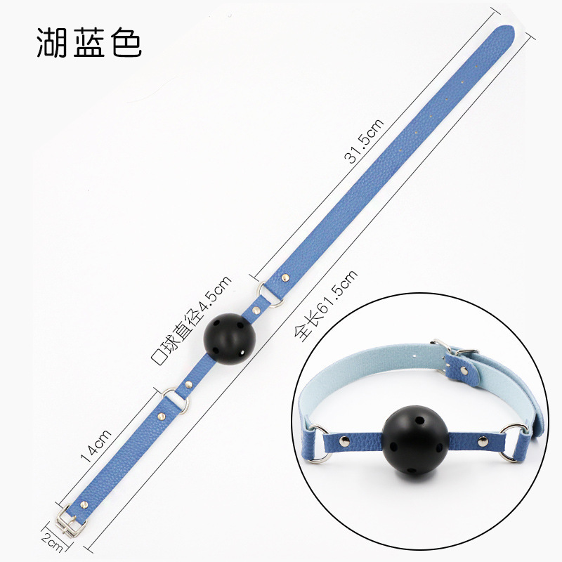 SS2002--SM oral ball leather silicone oral plug couple's fun alternative sex toy