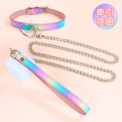 SS2026--Adult sex products, bed straps, couple flirting, bondage, SM-colorful neck collar + traction chain