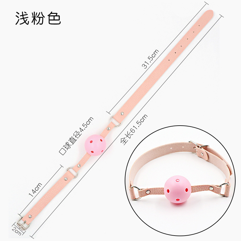 SS2002--SM oral ball leather silicone oral plug couple's fun alternative sex toy