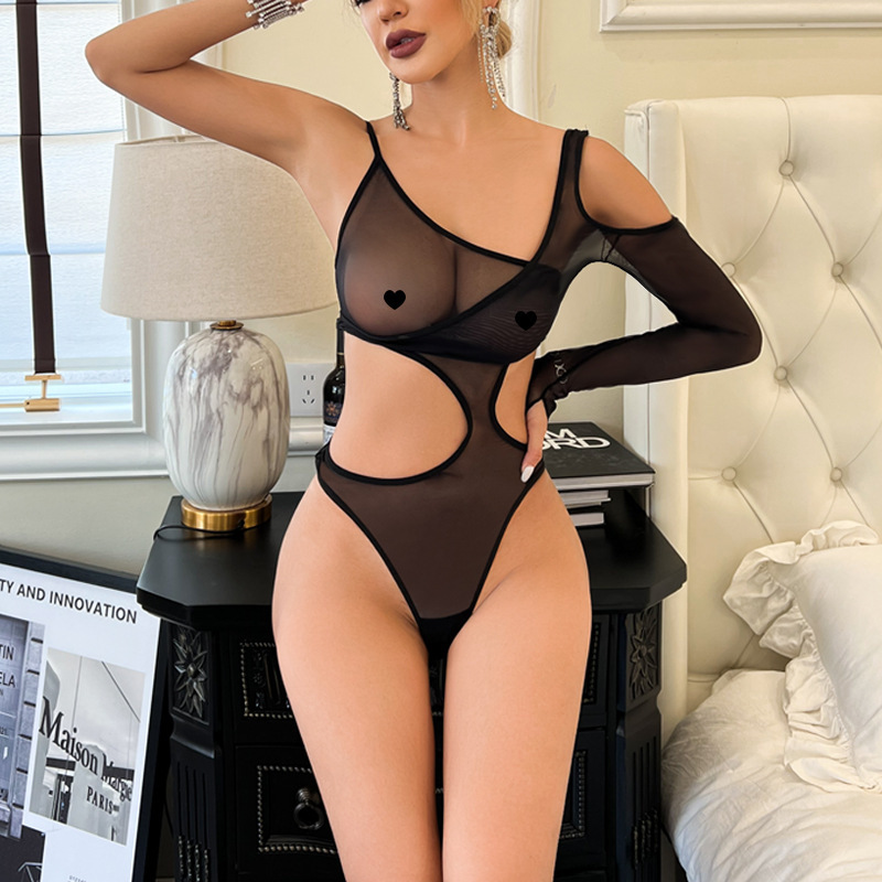 Z3296A-Popular women's design see-through hollow mesh sexy one-piece suit