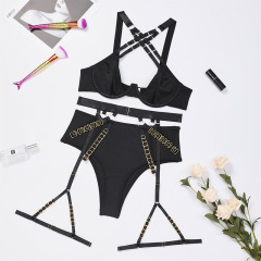 Z3332A-Cross-strap push-up bra, intricate craftsmanship, sexy lingerie, girdle garter belt, three-piece set