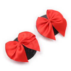 202000063--Flirting jewelry bra red bow nipple black round silicon anti-exposure sexy breast patch