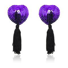 202002001--Interesting tassel heart-shaped nipple patch sequin prop breast patch breast ornament invisible nipple patch