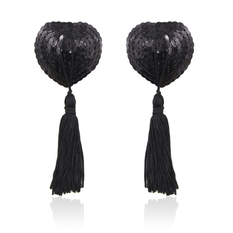 202002001--Interesting tassel heart-shaped nipple patch sequin prop breast patch breast ornament invisible nipple patch