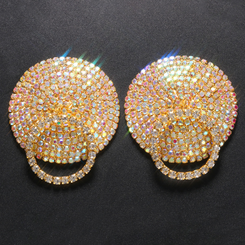 LB2023--Popular round rhinestone breast patch, nightclub sexy and interesting ab colored diamond breast patch